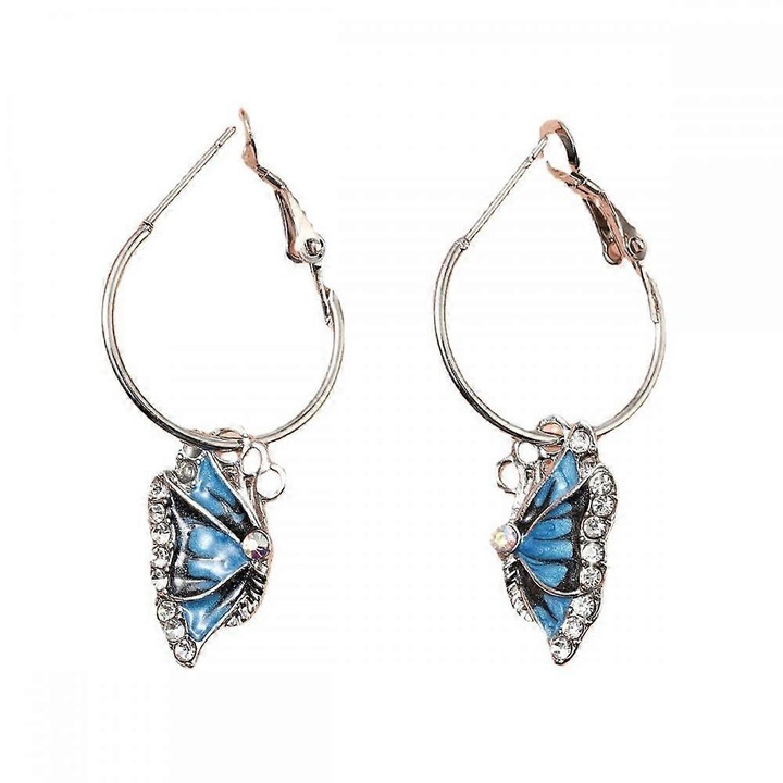 Cercei dama, fluture, cristale albastre, email