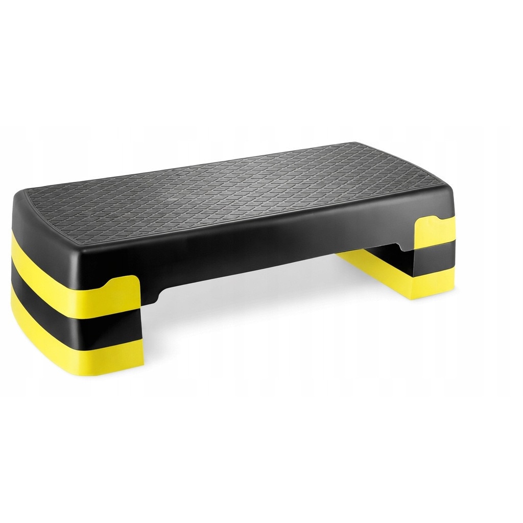 Step aerobic reglabil R2Invest, 2 niveluri, negru și galben