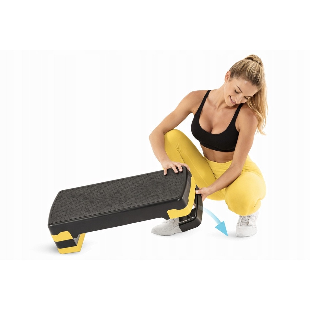 プロアクティブ  STEP1-STEP2 Step aerobic reglabil R2Invest, 2 niveluri, negru și galben
