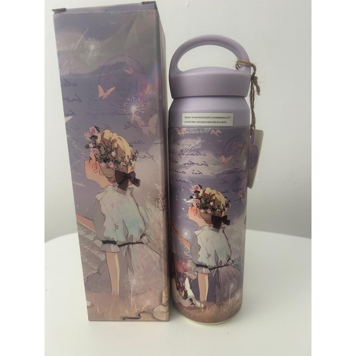 Termos Sweet Candy, design de păpușă, 400ml, inox, 20x7cm, lila