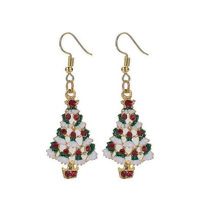 Cercei brad de Craciun, bijuterii pentru femei, set, ideal cadou de sarbatori