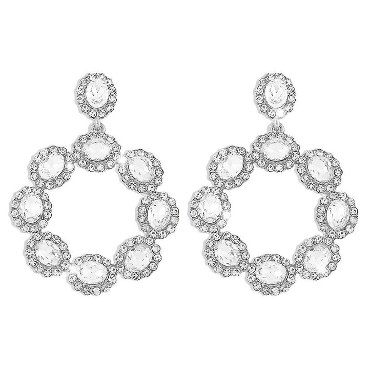 Cercei hoop mici pentru femei, geometrice, stil minimalist, set, argintiu