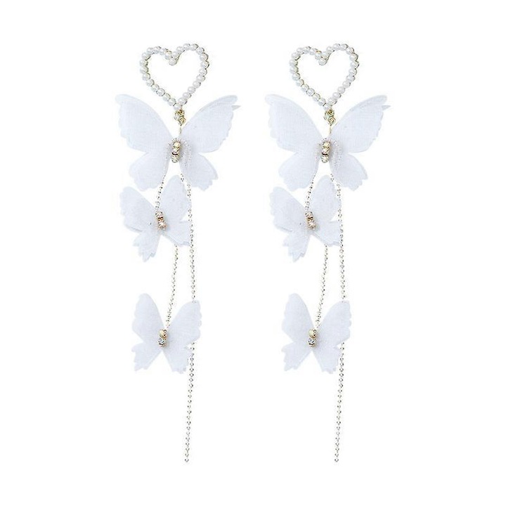 Cercei cu fluturi albi