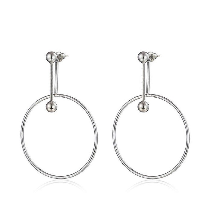 Cercei dangly argintii, 48mm, 12mm, hipoalergenici, set bijuterii dama