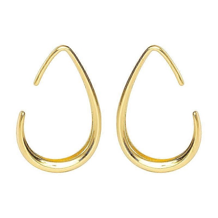 Cercei ovali din argint 925 placat cu aur de 14K, hipoalergenici, 30x18mm, set bijuterii elegante pentru femei