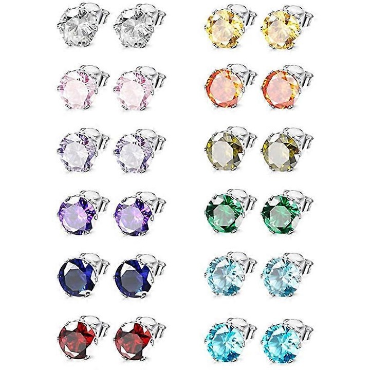 Cercei din otel inoxidabil cu zirconii, set, pentru femei, multicolor, detalii rafinate