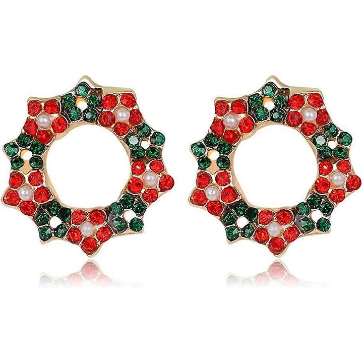 Cercei stud set Craciun, bijuterii pentru femei, design elegant, multicolor