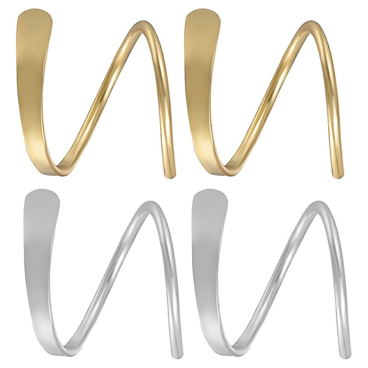 Cercei spiralati, set 2 perechi, argint 925, 1.50x1.00x0.30cm, argintiu, auriu