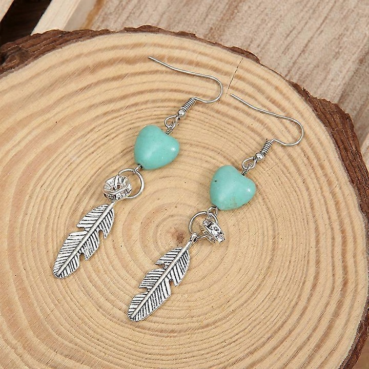 Cercei Dangle Vintage Boho Turcoaz, 1 pereche