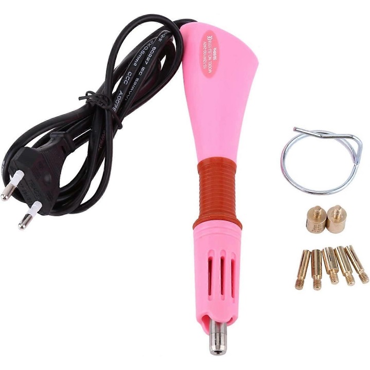 Aplicatie cu strasuri, unelte de aplicare hotfix cu 7 varfuri, roz, 18.5x4.5cm