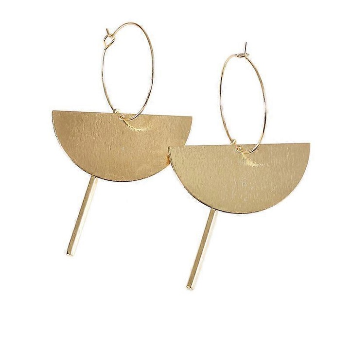 Cercei dama set 3 modele, aur 18K, geometrici, 3.07x1.65 inch