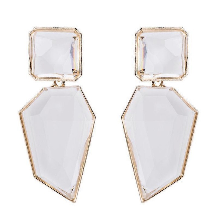 Cercei geometrice cu cristale, design unic, aurii, 3.1in lungime, set