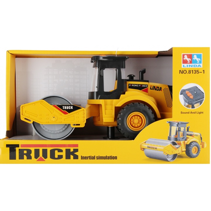 Camion auto de constructie, 24x13x11cm, efecte luminoase si sonore, set 1 buc.