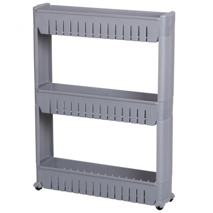 Dulap ingust pe roti BASHAR cu 3 rafturi, plastic, 71x54x12cm