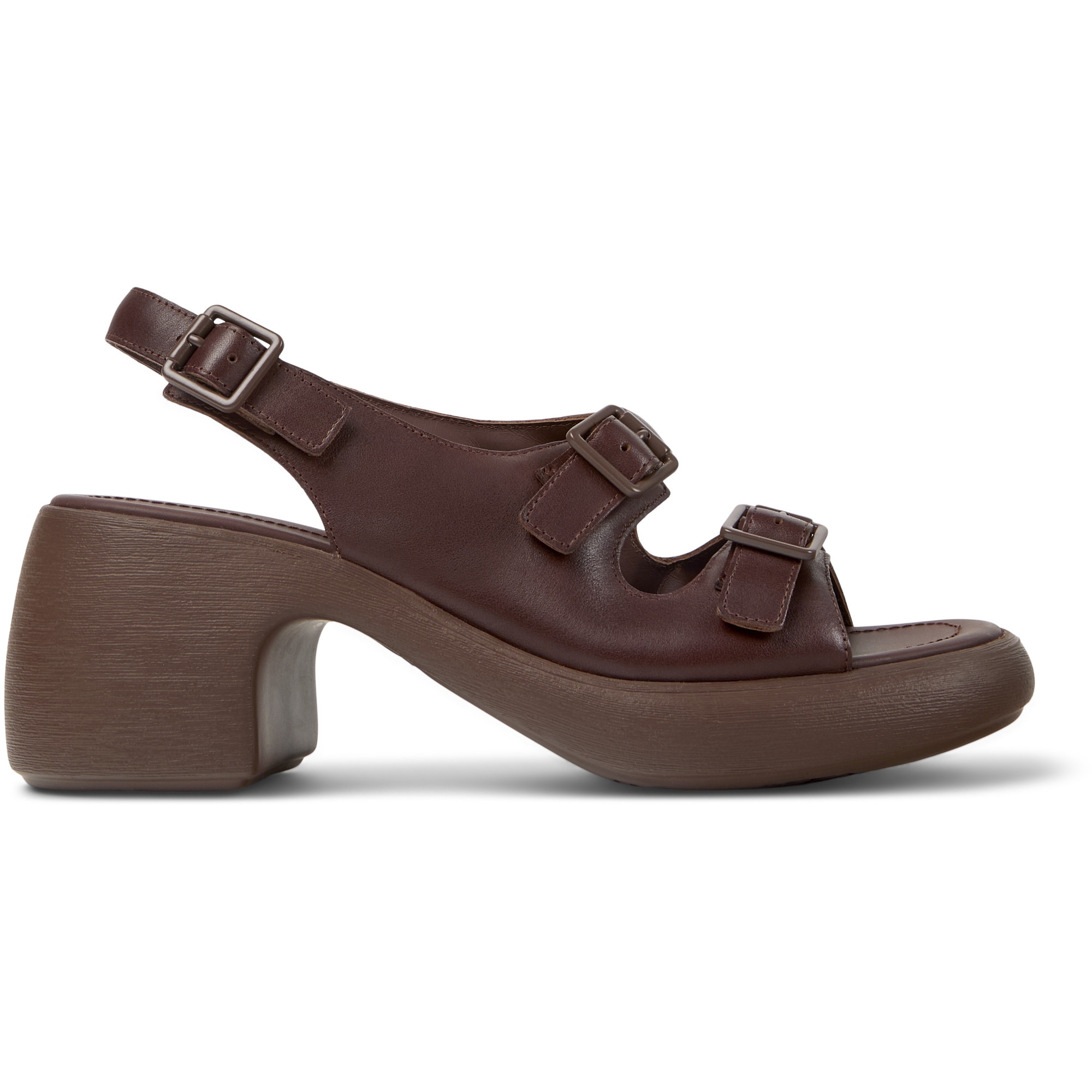 Camper, Sandale cu toc si catarame Thelma, Maro cognac, 35