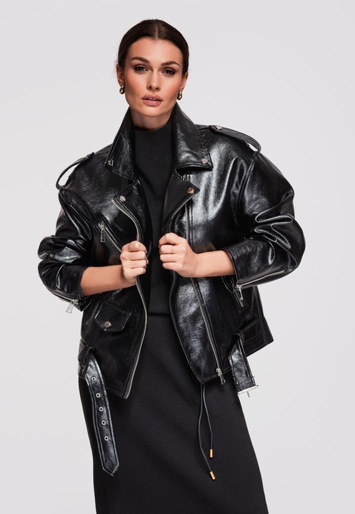 Jacheta de piele LARICA OW-JAFL-0111, Negru