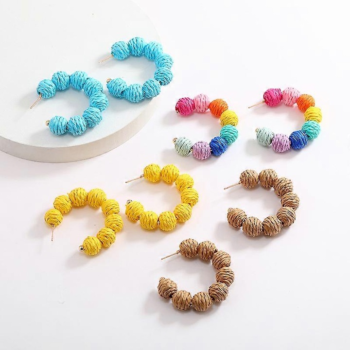 Cercei din rafie, design boho, usori, unici,