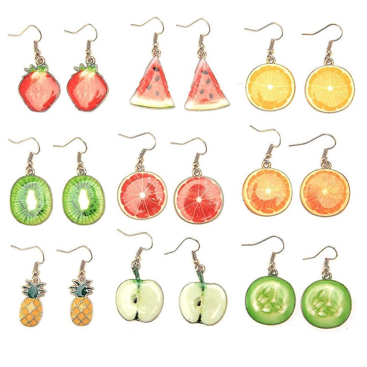 Set cercei asortati din rasina, fructe,