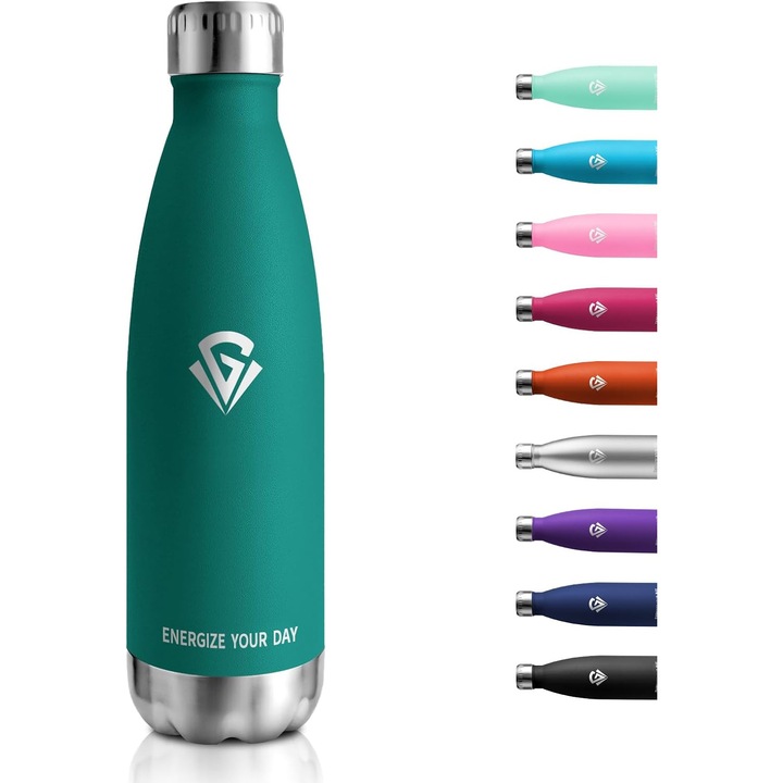 Cană termos KollyKolla 500ml, inox, anti-scurgere, design compact, finisaj mat