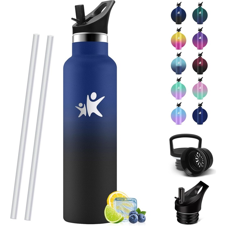 Cana termos HoneyHolly 750ml, inox, izolare vid, antiderapant, multicolor
