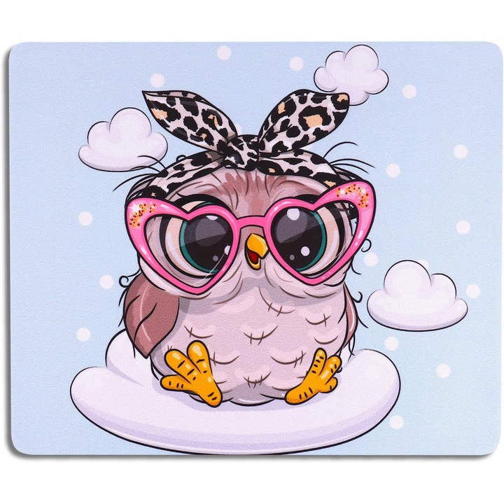 Mousepad Mic cu Bufnita, 24x20 cm, Suprafeta Neteda