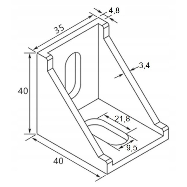 Set, Matik, Coltar pentru profile din aluminiu, 35x40x40 mm, 1 buc., 2 chei ciocan M8 dure, 2 suruburi Allen M8x16, 2 saibe, Argint, Aluminiu anodizat, Asamblare usoara, Versatil, Conexiuni