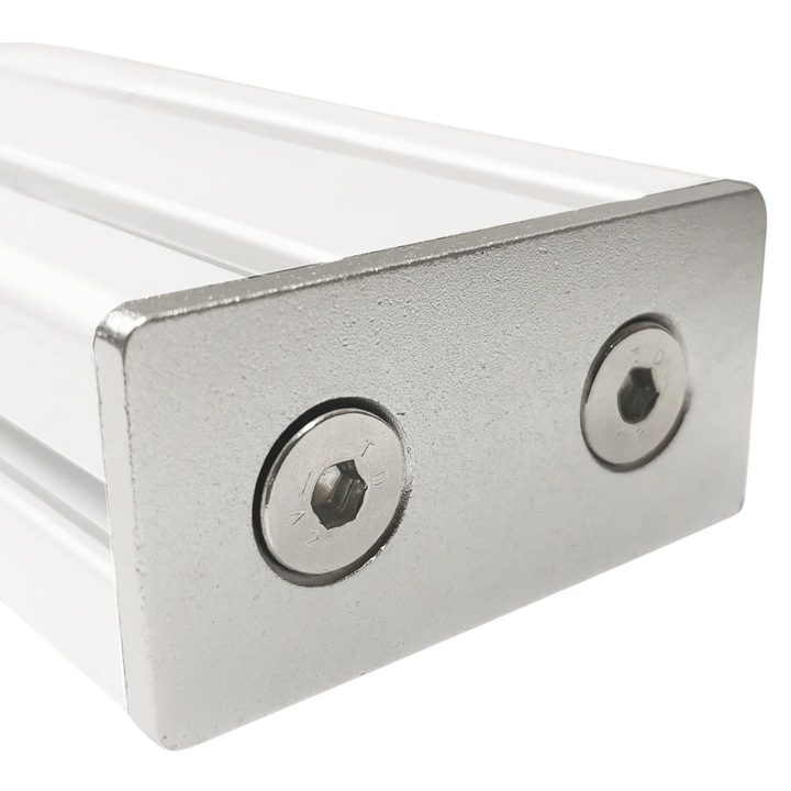 Capac aluminiu Matik 8040 40x80 mm, argintiu, set cu 2 suruburi din otel inoxidabil M8