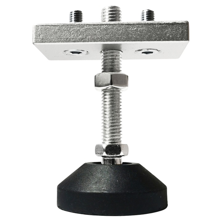 Picior pivotant M12x80, MATIK, pentru profile din aluminiu 8040, set complet cu placă de montare, plastic/otel/aluminiu