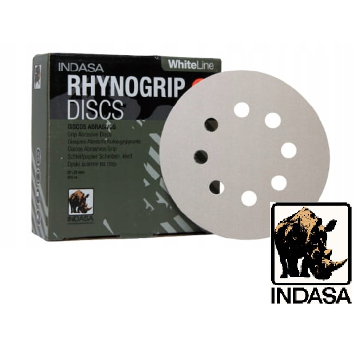 Disc abraziv autoadeziv Indasa White Line P40, 125mm, alb, set 1 buc