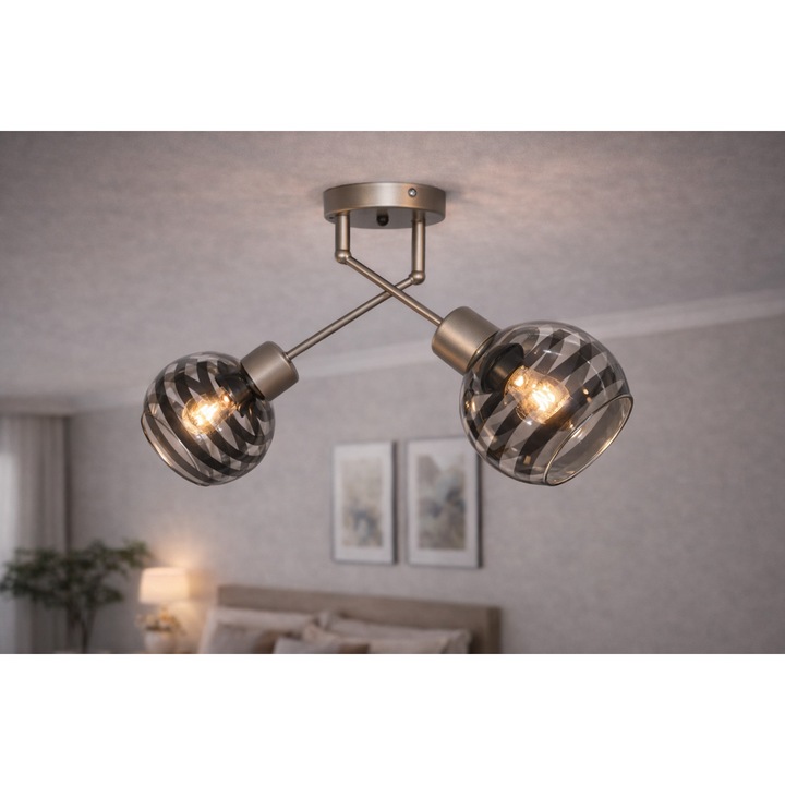 Lampa de tavan ORION 2, 2 puncte de lumina, satin, 50x33cm
