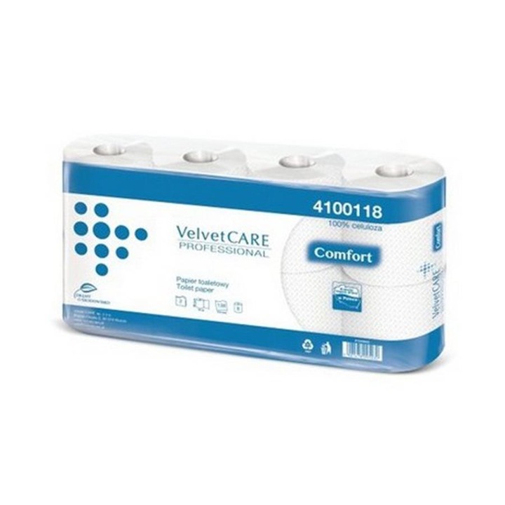 Hartie igienica Velvet Care, alb, set 8 bucati