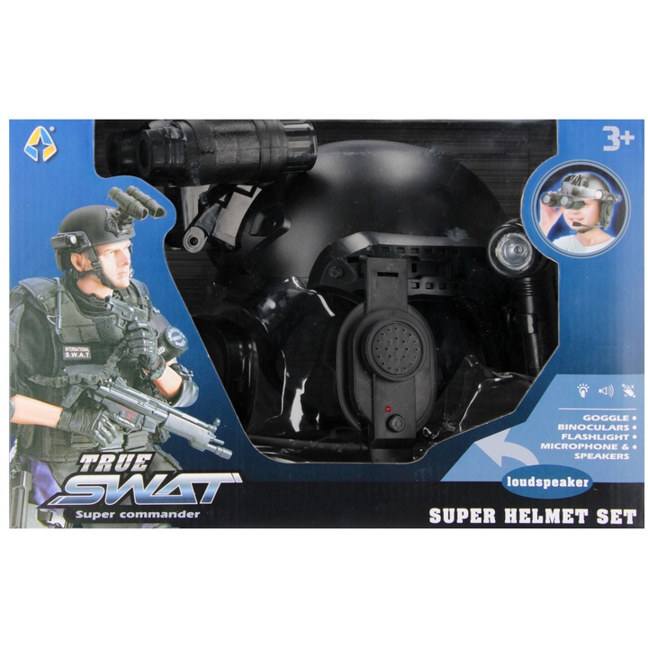 Set jucarie politie pentru copii, casti cu binoclu si lanterna, 26x20x22cm