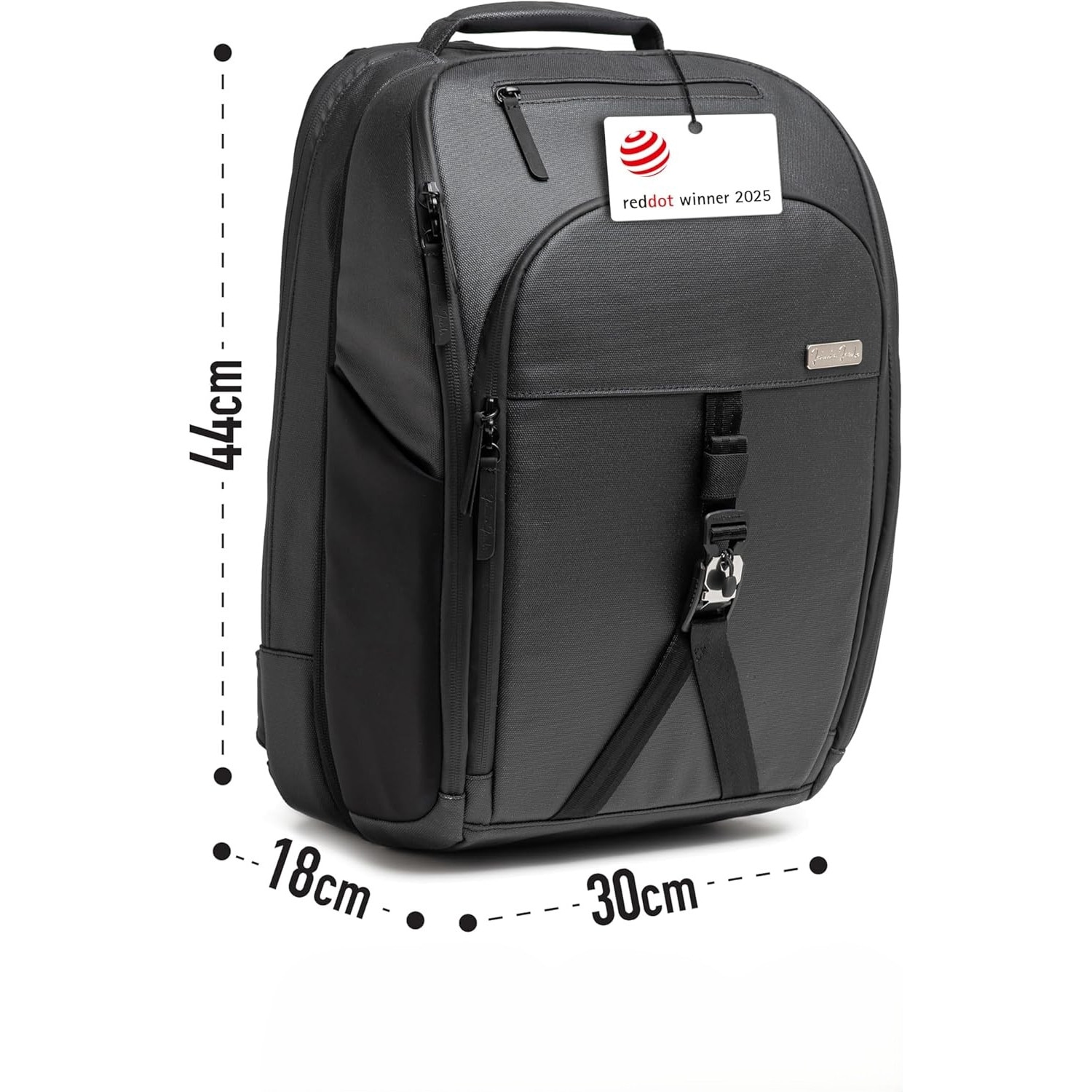 Rucsac Business Jaimie Jacobs Smarter, extensibil 20–30L, compartiment secret, deschidere tip valiza, rezistent la apa, negru