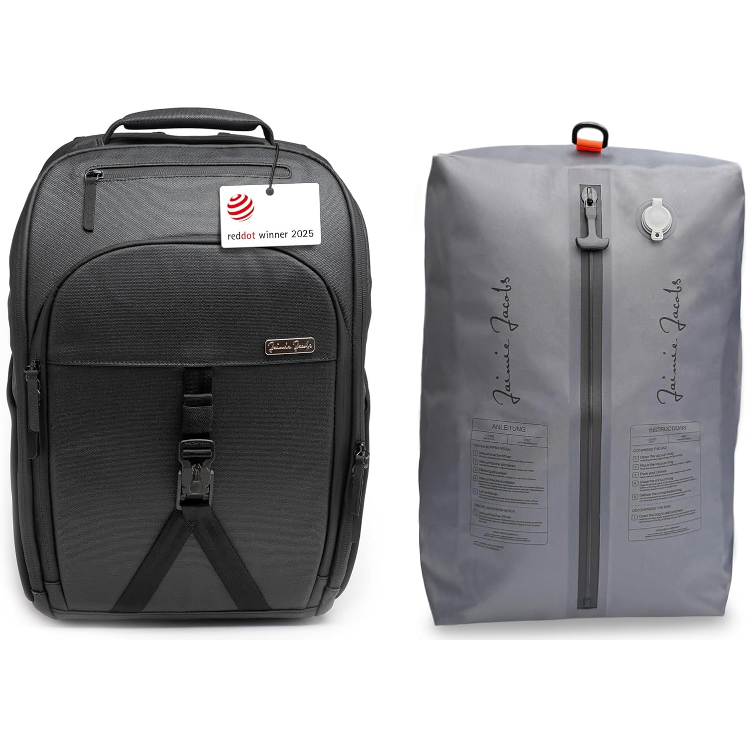 Rucsac Business Jaimie Jacobs Smarter, extensibil 20–30L, compartiment secret, deschidere tip valiza, rezistent la apa, negru