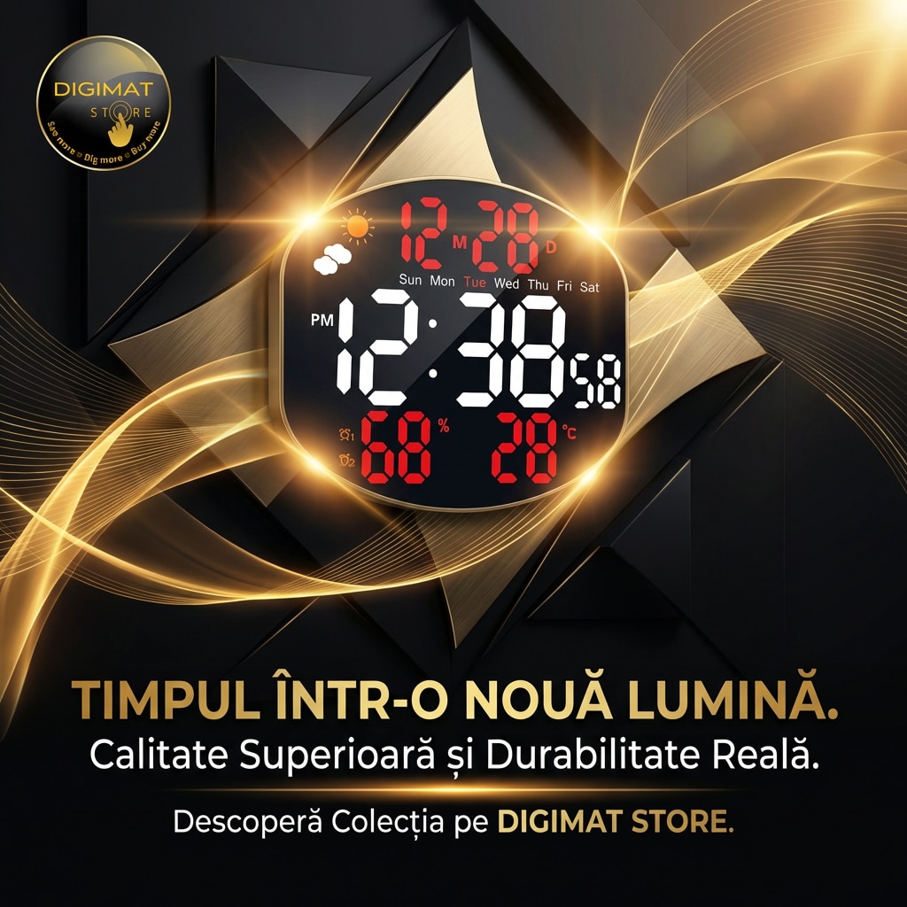 Ceas Timer Ceas Premium Digital LED DIGIMAT®, Perete/Masa, Afisaj Ora, Data ...