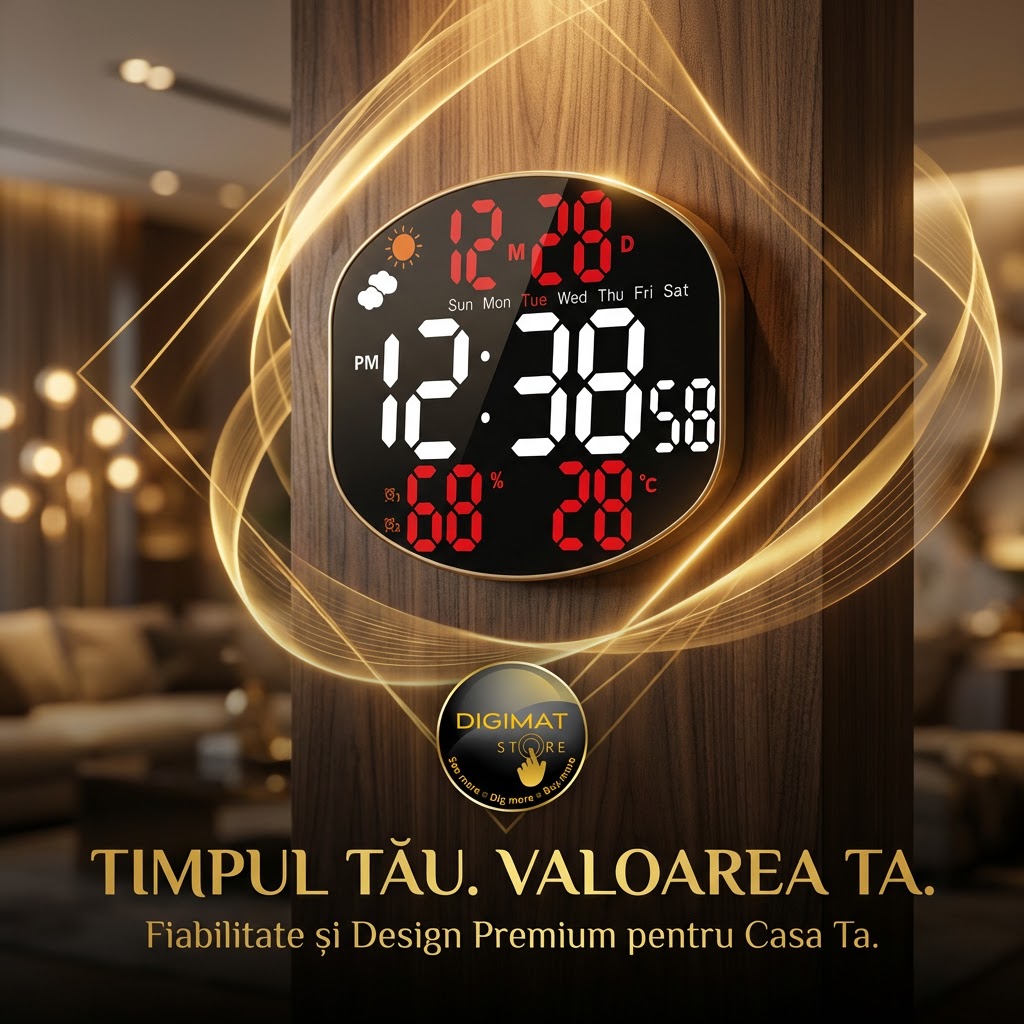 Ceas Timer Ceas Premium Digital LED DIGIMAT®, Perete/Masa, Afisaj Ora, Data ...