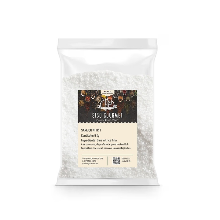 Sare cu nitrit, 5 kg, granulatie extrafina, Siso Gourmet