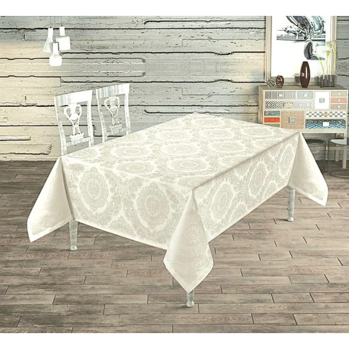 Fata de masa teflonata si impermeabila – rezistenta la pete si zgarieturi, Crem, 160x300 cm