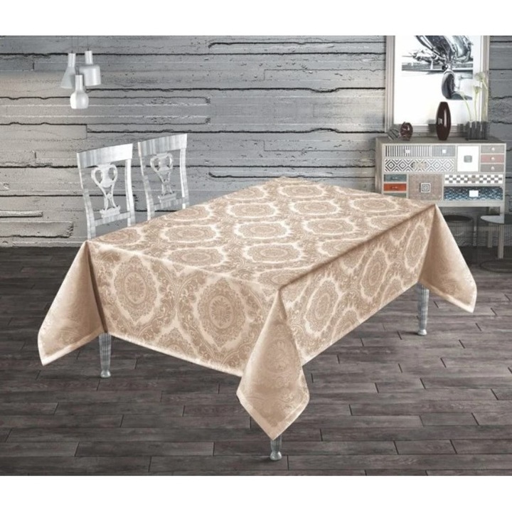 Fata de masa teflonata si impermeabila – rezistenta la pete si zgarieturi, Bej, 160x300 cm