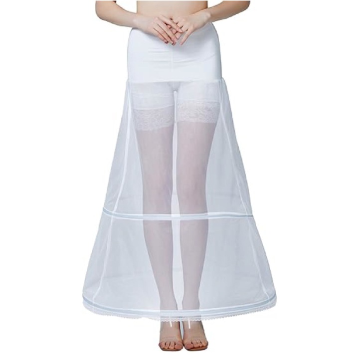 Crinolina BEAUTELICATE, marimea XXL, 2 cercuri, transparenta, cu talie ajustabila, culoare alb