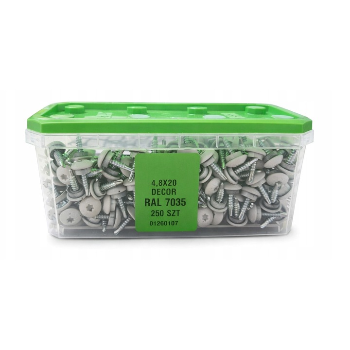 Suruburi ferma 4,8x20mm TORX RAL 7035 set 250 bucati