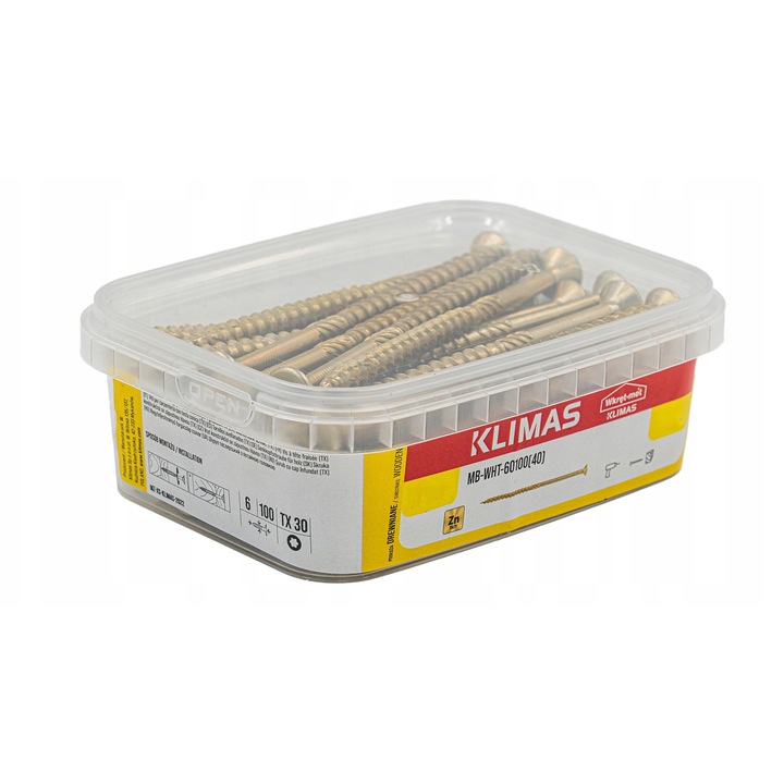 Suruburi de constructie pentru lemn cu cap conic 6,0x100mm, set 40 bucati