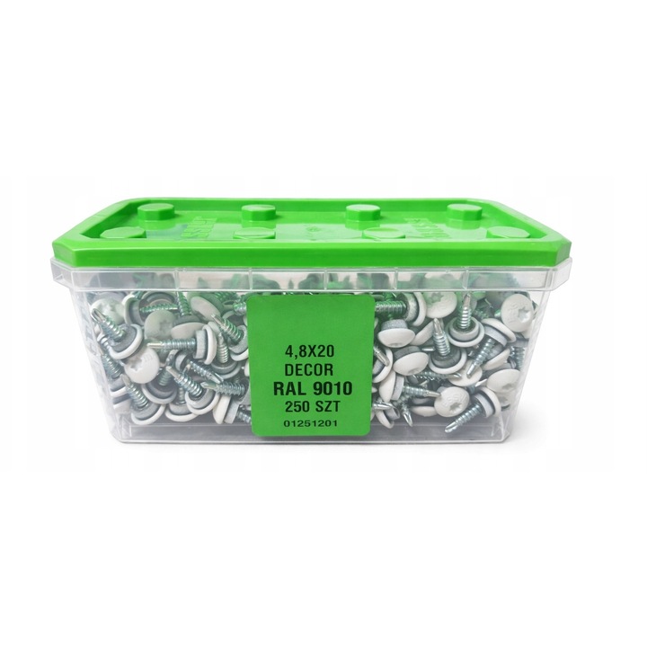 Suruburi ferma 4,8x20mm TORX RAL 9010 set 250 bucati