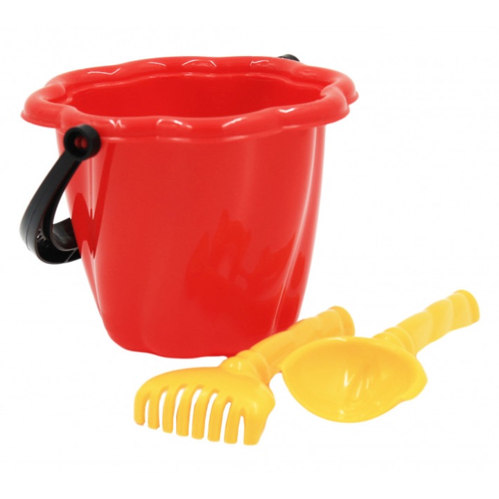 Baczek mini homokozó játékszett, vödör, gereblye, lapát, élénk színek, 2 év+