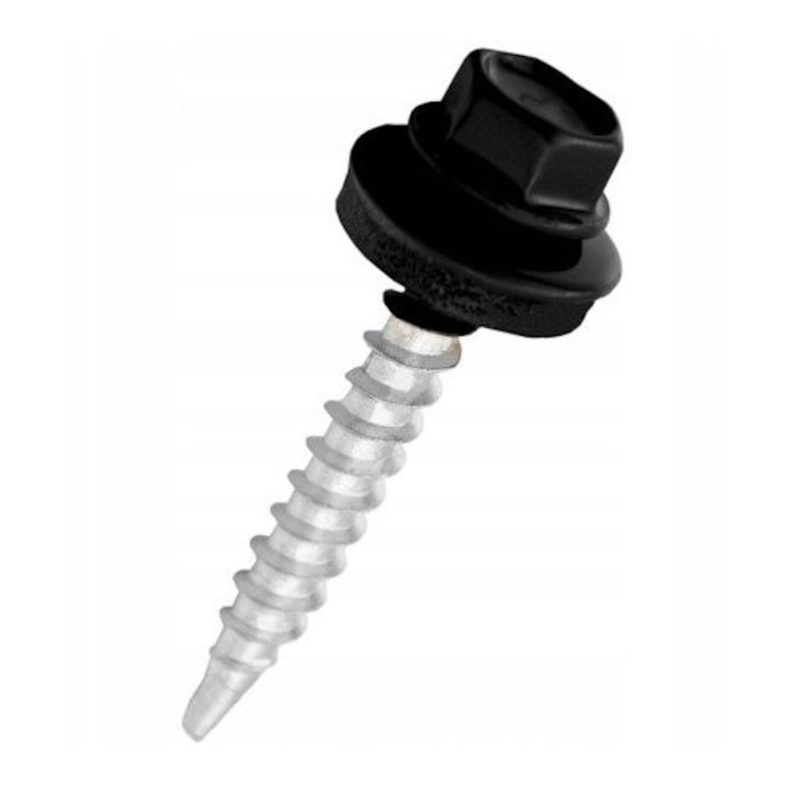 Suruburi autoportante Wkret-Met 4,8x35mm, 650 bucati, negru RAL 9005, cu garnitura EPDM