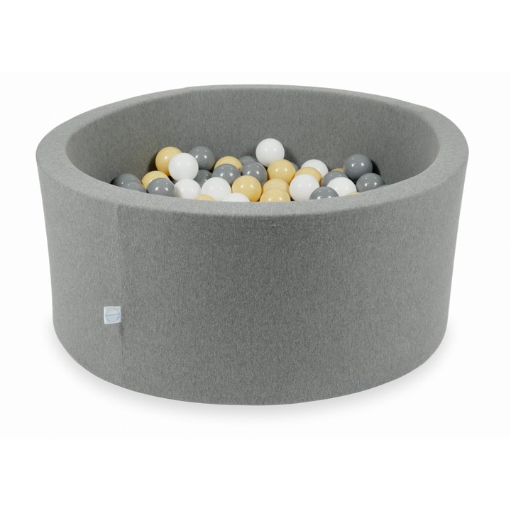 Bazin uscat cu bile, mimii, gri, 90x40cm, set 300 bile (albe, gri, bej)