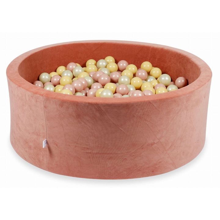 Bazin de joaca cu bile, mimii, 110x40cm, 500 bile rozovgold, bej, jasnogold