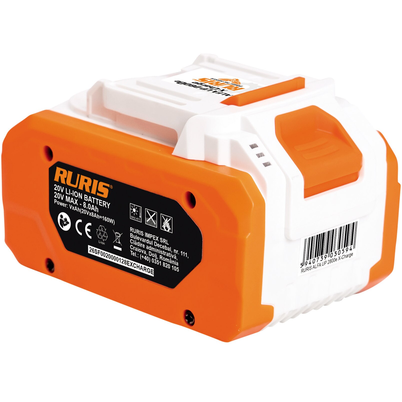 Acumulator Ruris Alfa Up 2800e x-charge, 20V 8.0 Ah, port USB-C - eMAG.ro
