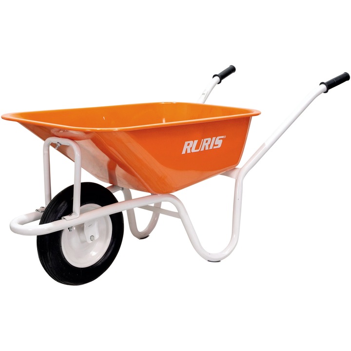 Roaba 85 L Ruris RTS 1085M, cuva metalica 85L, capacitate incarcare maxim 200 kg, roata pneumatica