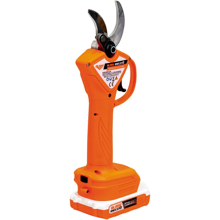 Foarfeca electrica pe acumulator pentru gradina RURIS RMX 370, 20 V, diametru maxim taiere 37 mm, motor brushless, viteza taiere 0.4 sec/taietura, cutie transport, include: acumulator 20V 4.0 Ah + incarcator